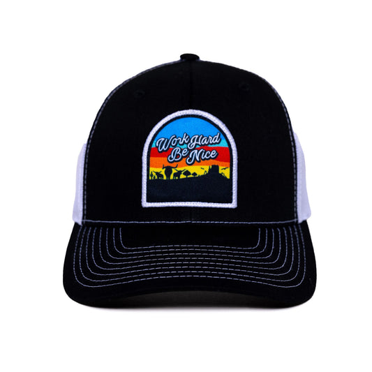 Work Hard Be Nice Sunset Patch Hat