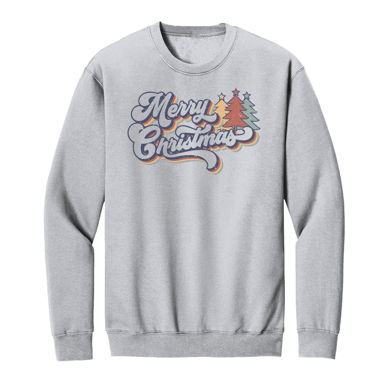 Merry Christmas Retro Trees Crewneck