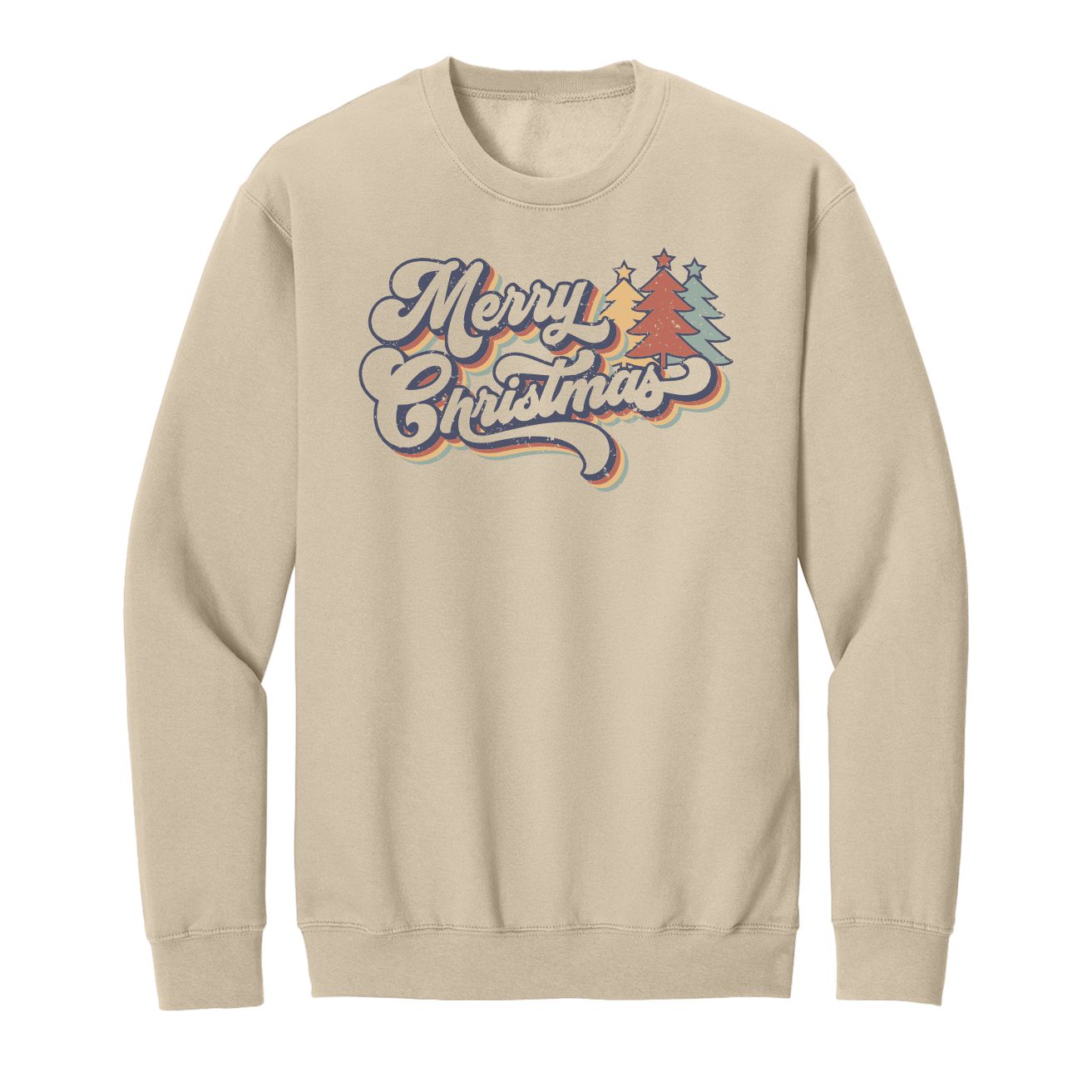 Merry Christmas Retro Trees Crewneck