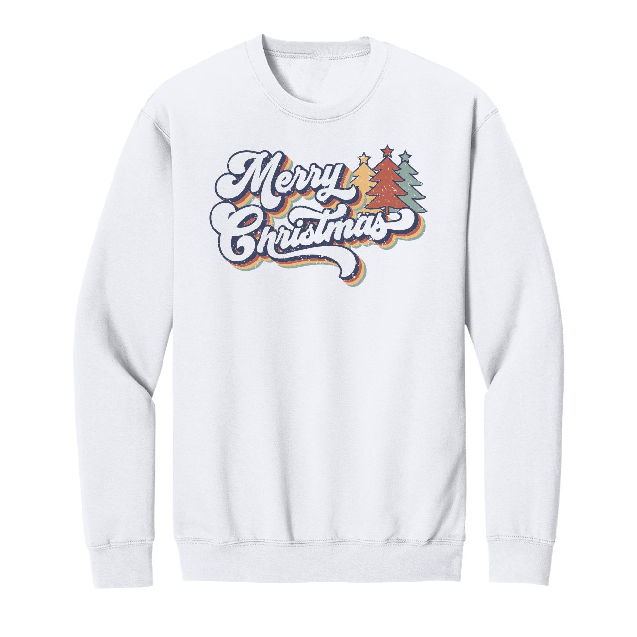 Merry Christmas Retro Trees Crewneck